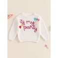 thumbnail image 4 of FOCUSNORM Baby Girl Birthday Knit Sweater Letter Balloon Embroidery Long Sleeve Pullover Tops for Fall Winter, 4 of 9