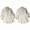 thumbnail image 3 of Womens Fashion Casual Button Down Shirt Long Sleeve Collar Loose Regular Blouses Fall Tops White S, 3 of 7