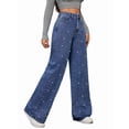 thumbnail image 2 of Women High Waisted Jeans Boyfriend Baggy Wide Straight Leg Casual Denim Pants Trousers L, 2 of 9