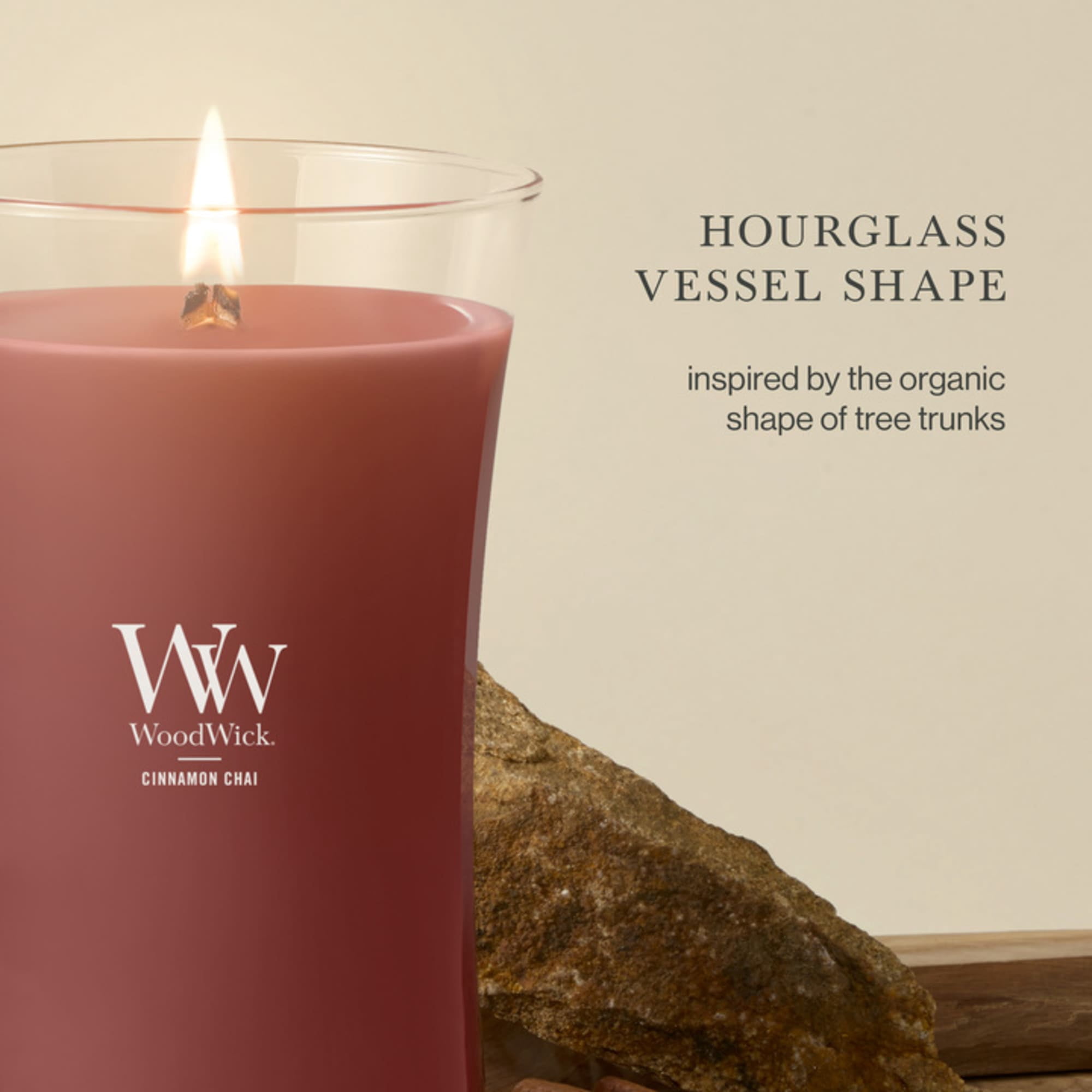 WoodWick Cinnamon Chai Scented Large Hourglass Candle, Crackles as it Burns, Perfect for Gifting, 21oz
