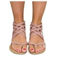 thumbnail image 4 of yinguo gladiator flat sandals for women casual summer comfortable strappy thong flip flops shoes open toe breathable sandals shoes with back zipper pink size 7.5, 4 of 6