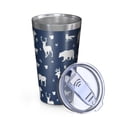 thumbnail image 2 of 16oz Tumblers Dark Blue Christmas Animal Pattern Stainless Steel Vacuum Insulated Double Wall Travel Tumbler Cups Mug with Lid and Straw,Cleaning Brush for Coffee,Tea, 2 of 4