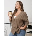 thumbnail image 4 of Daystry Women's Fall Winter Long Sleeve Chunky Cable Knit Sweater Open Front Cardigan Button Loose Sweaters Outerwear, 4 of 6