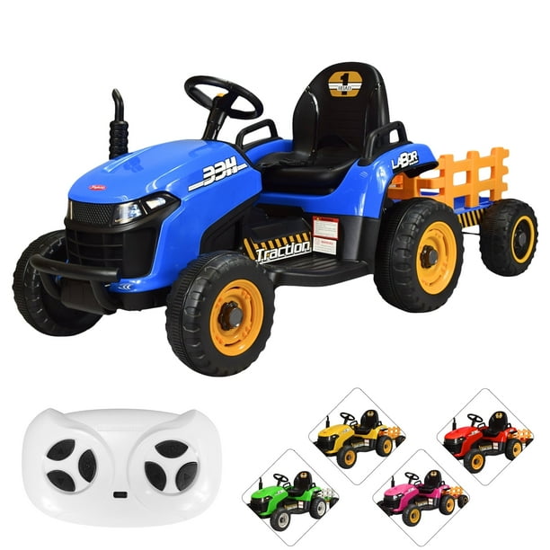 Tractor montable eléctrico JOYKOO para niños Control remoto Luz LED 12v Azul