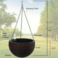 thumbnail image 5 of Sorbus Self-Watering Hanging Planter: Wicker Style, Espresso Brown, Large 2-Pack, 5 of 7
