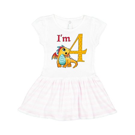 

Inktastic Gold and Red Baby Dragon Fourth Birthday Gift Toddler Girl Dress