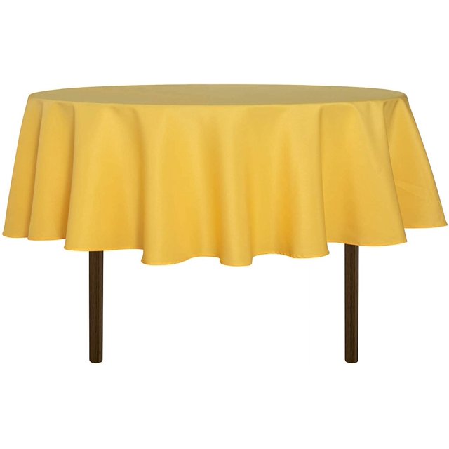 LAICAIW Round Tablecloth-70 Inch-Water Resistant Spill Proof Washable Polyester Table Cloth Decorative Fabric Table Cover for Dining Table, Buffet Parties and Camping, Yellow