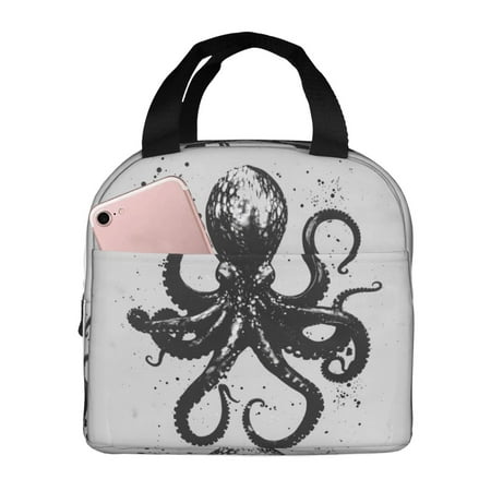 Insulated Lunch Bag for Women Men - Abstract Ink Octopus Leakproof Cooler Lunch Box for Women Men  Lunch Tote Bags for Work School Picnic Travel