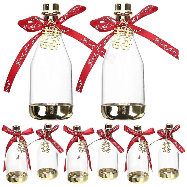 Plastic Candy Bottle Wedding Candy Treats Container Transparent Bottle Shaped Candy Packaging Boxes 12Pcs