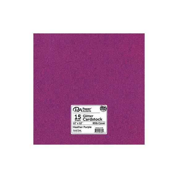 PA Vinyl Glitter Cardstock 12" x 12" 85 lb. Heather Purple 15 Pieces