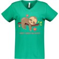 thumbnail image 3 of Inktastic Don't Hurry Sloth Women's V-Neck T-Shirt, 3 of 5