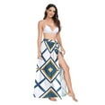 thumbnail image 2 of FORMRS Womens Long Sarong Beach Wrap Semi-Sheer Bikini Skirt Bathing Swimsuit Cover Up, Gold Geometric Pattern, 2 of 7