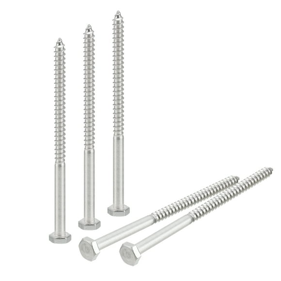 Unique Bargains Hex Head Lag Screws Bolts, 1/4" x 4" 304 Stainless Steel Partial Thread Wood Screws, 30 Pack