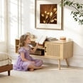 thumbnail image 6 of KATHY&BOB Modern TV Stand for 32-50 Inch TV, Media TV Console Table with Storage Cabinets and Adjustable Shelf, Solid Wood Feet, Natural, 6 of 11