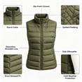 thumbnail image 4 of Womens Puffer Vest Lightweight Zipper Cropped Vest Jackets Sleeveless Stand Collar Winter down Jacket Packable Outdoor Travel Outerwears, 4 of 9