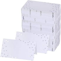 50 Sheets Dotted Silver Foil Seating Cards,White Blank Table Name Cards,3.5” x 2.2” Delicate Place Cards,Table Setting Tent Cards,for Wedding Birthday Banquet Buffet food label By Scheam
