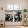 thumbnail image 2 of Teal Brown Deer Silhouettes Kitchen Curtains 45 Inch Length, Trees Wooden Retro Farmhouse Tiers Curtains for Bathroom Bedroom Cafe, Light Filtering Small Window Treatment Drapes 2 Panels 42"Wx45"L, 2 of 8