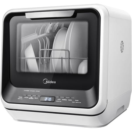 Midea MDC17P0ABB Portable Countertop Mini 5L Built-in Water Tank  No Hookup Needed  6 Programs  360Â° Dual Spray  162â„‰ High-Temp& Air-Refresh Function  Dishwasher for Apartments& RVs  Black