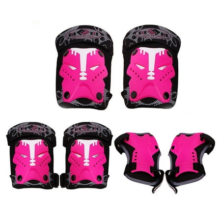- 6Pcs Child Sport Protective Knee Elbow Wrist Body Gear Set for Skating Bicycling Protection - Rosy S