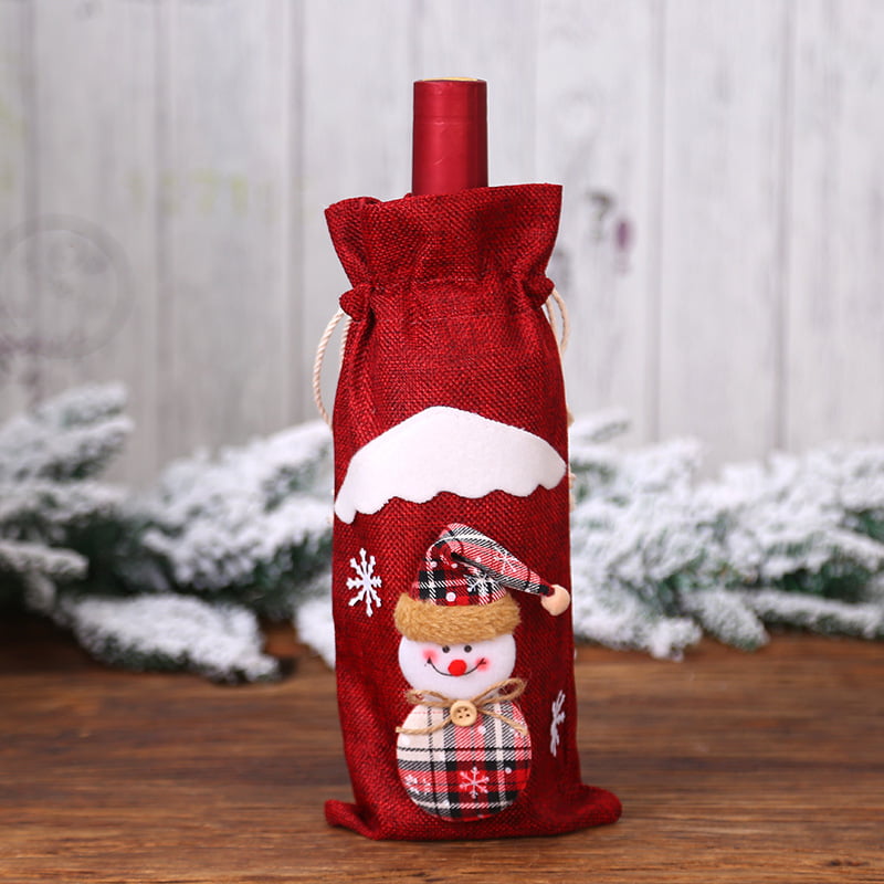 Santa Snowman Elf Wine Bottle Cover Table Party Decor Xmas Ornaments 