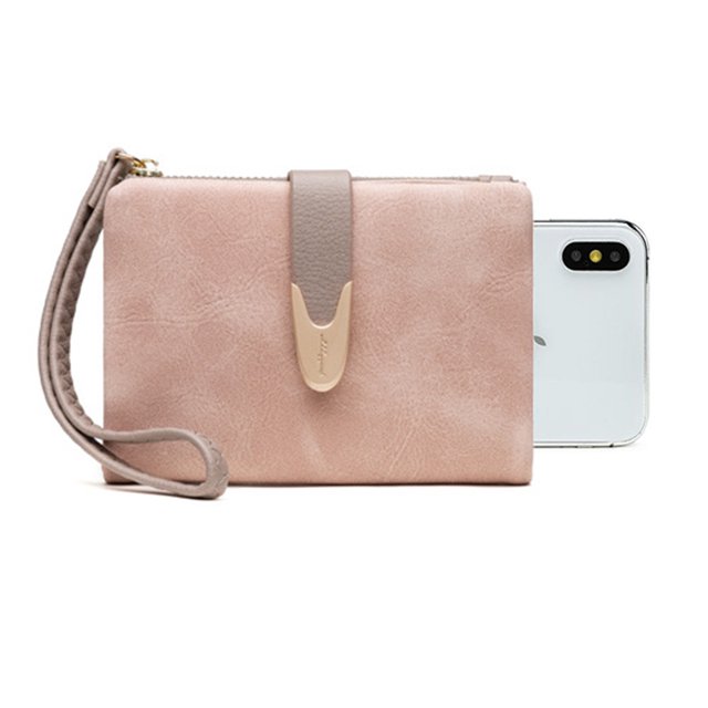 Laklulu Monedero de estilo corto para mujer, bolso lateral suave de PU esmerilado