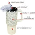 thumbnail image 2 of 40oz Tumbler with Handle and Straw Lid | Vacuum Insulated Leak Proof Tumbler | Stainless Steel Travel Mug Water Bottle Cup Keeps Cold & Hot | Cream Leopard, 2 of 6