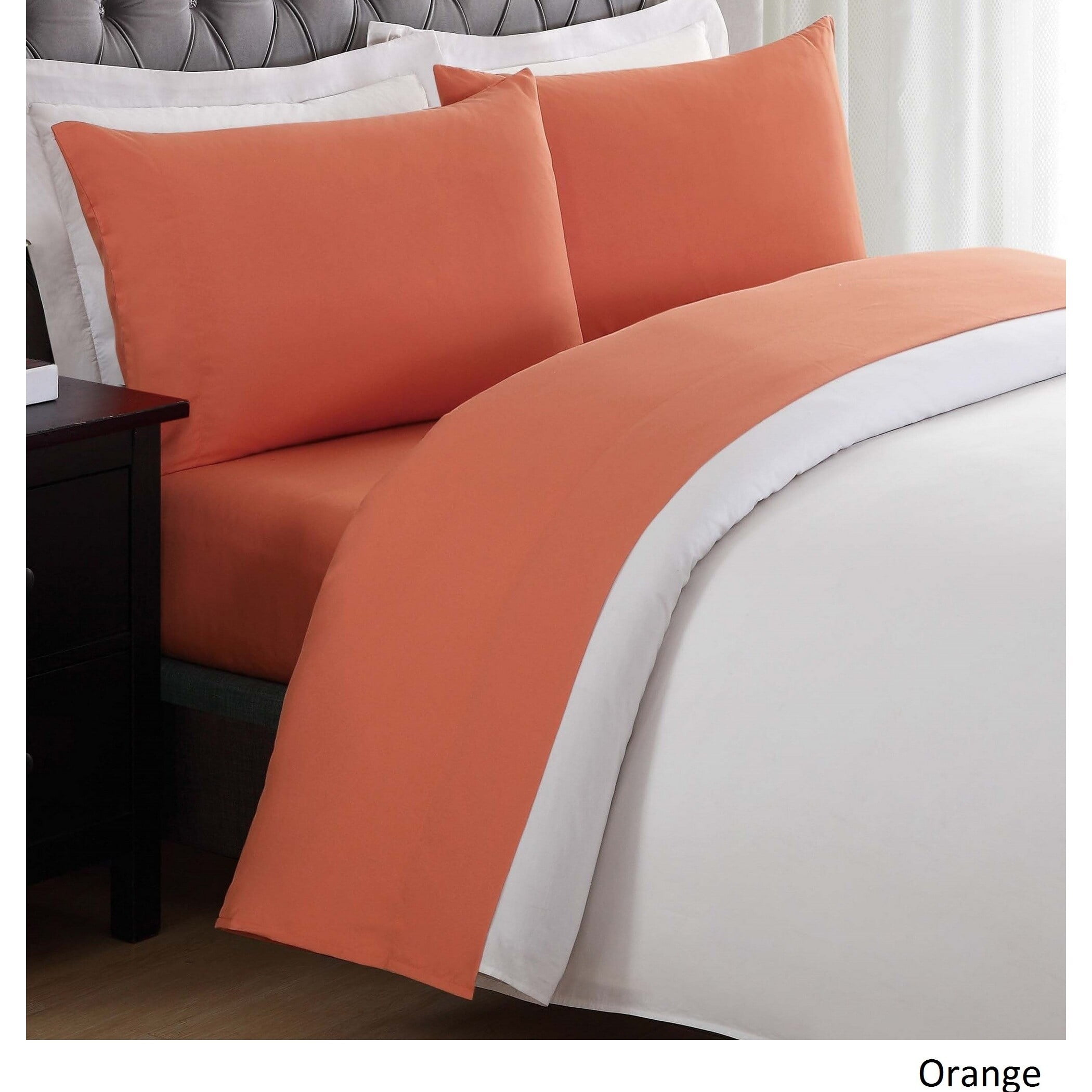 My World Solid Orange Twin XL Sheet Set