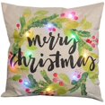 thumbnail image 1 of LED Light Up Christmas Holiday Pillow Cover Throw Pillow Cover Xmas Pillow Case with LED Lights Rustic Sofa Back Throw Cushion Cover for Winter Holiday, 1 of 8