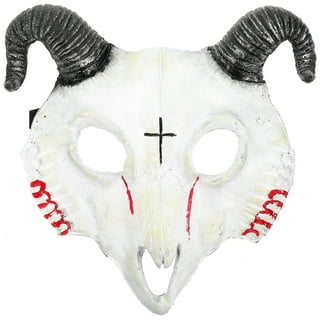 Full Face Scary Demon Goat Skull Mask Horror Movie Decor Devil Head  Halloween Costume 