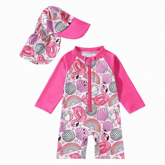 Gubotare Infant Swimsuit Girl One Piece Baby Girl Swimsuit Infant Rashguard Swimwear One Piece UPF 50 Sun Protection Rash Guard Bathing Suit 4T 5T (Hot Pink,4-5 Years)