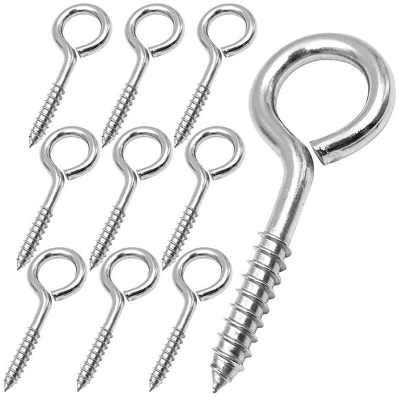 2.5 Inch Heavy Duty Eye Hooks, 10 Pack Stainless Steel Eye Screws, Screw In Eye Hooks For Wood, Securing Cables Wires, Anti-Rust Self Tapping Eyelet S