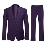 Cloudstyle Men's Slim Fit 3 Piece Suit One Button Business Wedding Prom Suits Blazer Tux Vest & Trousers