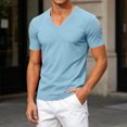 thumbnail image 7 of yillto Mens V Neck Shirts Cotton Short Sleeve Breathable Big and Tall Tops Summer Loose Plain Tee, 7 of 7