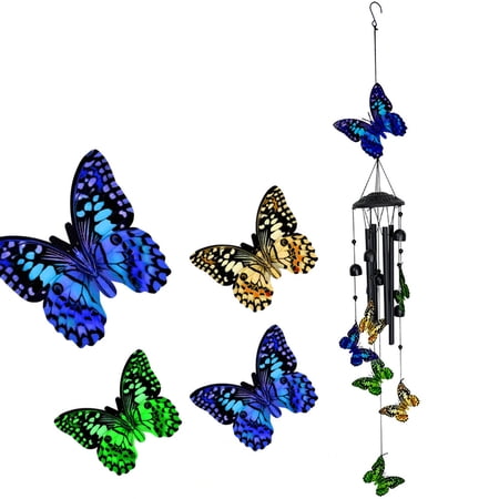 Metal Wind Chimes For Home Outdoor Garden Decorative Hanging Tubing Sculpture Tuning Wind Chime With Resonant Tones And Sleek Modern Design 29x12x6 cm ButterflyA