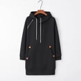 thumbnail image 6 of Busydd Womens Fall Dresses with Front Pocket Fashion Solid Color Hoodie Dress Casual Comfy Drawstring Long Sleeve Dress L, 6 of 6
