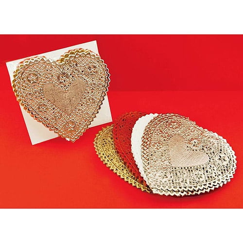 School Smart Heart Shaped Paper Lace Doilies, 6", Pack of 100 Walmart