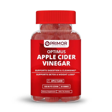 Optimus APPLE CIDER VINEGAR With the Mother Gummies – 1000 mg - Energy Levels – Detox and Cleanse – Vegan, Gluten-Free, with B12, Pomegranate and Beet Juice