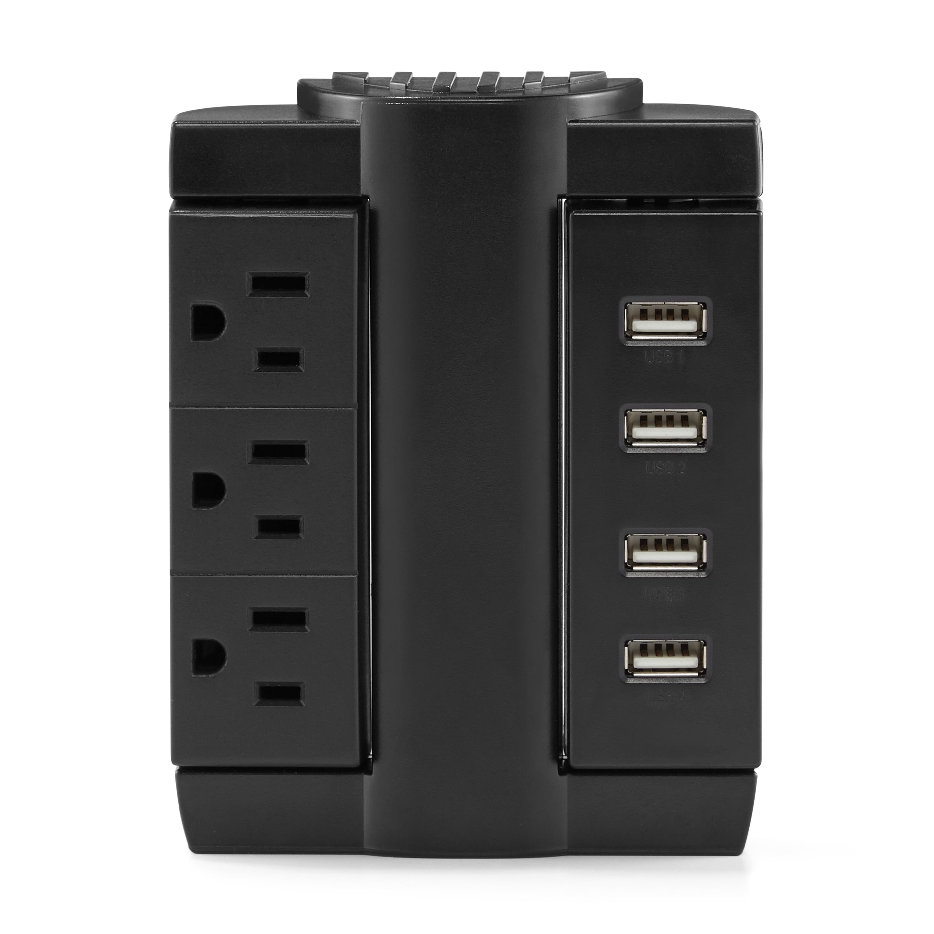 Hyper Tough USB-Charger Power Tap, 4 USB ports, 3 AC outlets, Black