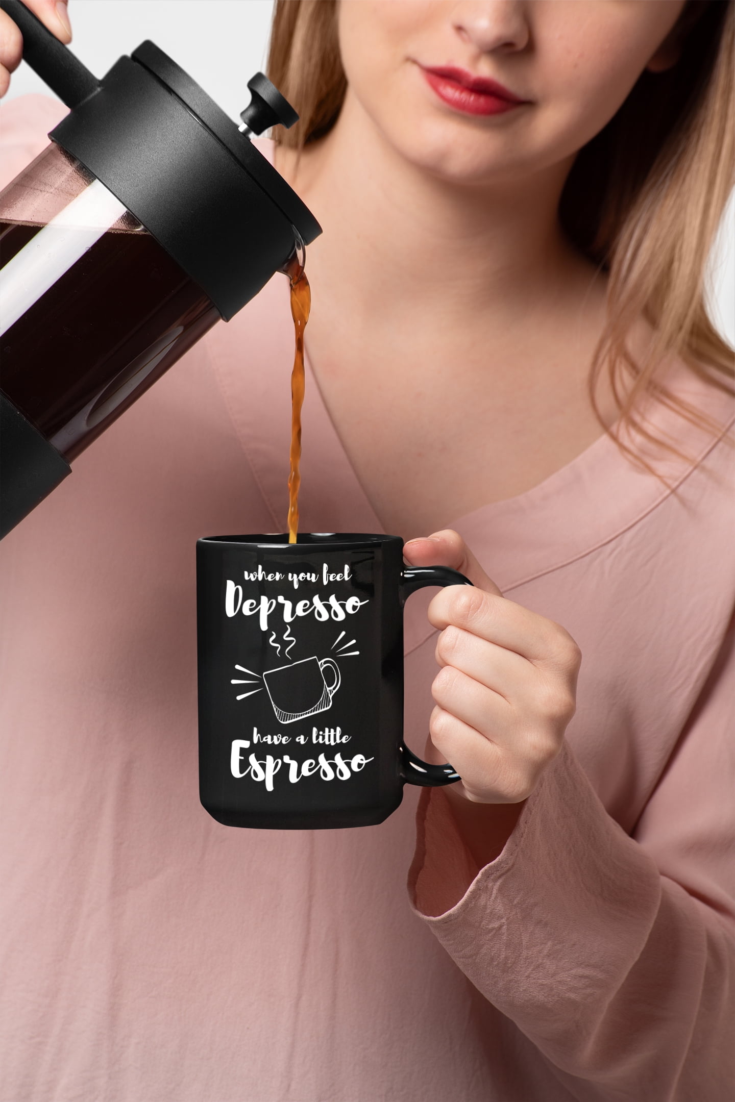 When You Feel Depresso, Have Espresso, Black 15oz Ceramic Mug