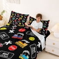 thumbnail image 3 of Castle Fairy Cartoon Train Pattern Bed Sheets 4pcs for Teens, Ticket Print King Sheets for Bedroom, Black Red, 3 of 6
