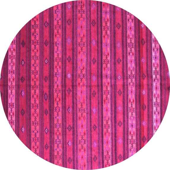 Ahgly Company Indoor Round Oriental Pink Traditional Area Rugs, 3' Round