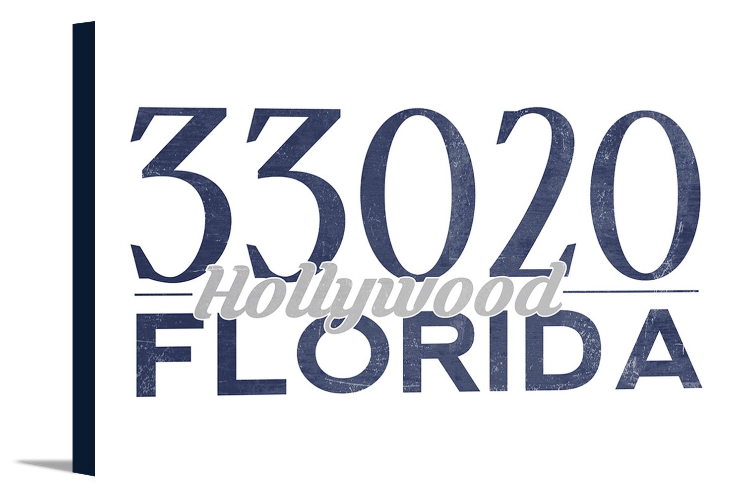 Hollywood, Florida 33020 Zip Code (Blue) Lantern Press Artwork