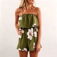 thumbnail image 2 of Chiffon Short Jumpsuits Womens Off Shoulder Floral Dressy Casual Pleated Romper Shorts Summer Beach Boho Outfits with Flowy Hem, 2 of 10