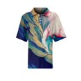 thumbnail image 4 of Summer Polo Shirts for Women Waffle Knit Retro Texture Abstract Oil Painting Print Golf Shirts for Women Short Sleeve Button Collar Trendy Blouse Dark Blue S, 4 of 5