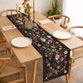 thumbnail image 3 of Watercolor Flowers Table Runner 108 Inches Long Farmhouse Dress Scarves, Farmhouse Floral Vintage Black Dining Tablerunner for Coffee Table/Kitchen Island/Party Décor, 13" x 108", 3 of 8