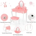 thumbnail image 3 of Spaco Kids Vanity Princess Makeup Dressing Table Stool Set with Mirror and Drawer-Pink, Girls Vanity for Girls Kids, 3 of 7