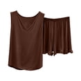 thumbnail image 4 of Vhkiploz 2Pcs Sleepwear Sets Pajamas for Women's V-Neck Sleeveless Tank Blouse with Elastic Waist Shorts Solid Color Everyday Nightwears, 4 of 6