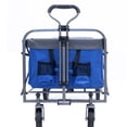 thumbnail image 2 of 150Lbs Beach Wagon, Foldable Wagon with Large Capacity, Collapsible Wagon Cart Heavy Duty for Grocery Outdoor Beach Gardening Sports Camping Shopping Fishing, Blue, 2 of 7