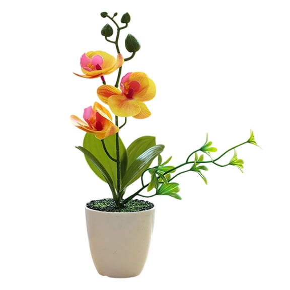 Faux Butterfly Orchids Bonsais Arrangement Artificial Flower Permanent Potted Plant decoration for Outdoor/Indoor