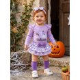 thumbnail image 4 of RUINIXCW Newborn Baby Girl My First Halloween Outfit Infant Girl Fall Winter Clothes Letters Embroidery Long Sleeve Romper Skirt Headband Socks Set, 4 of 10
